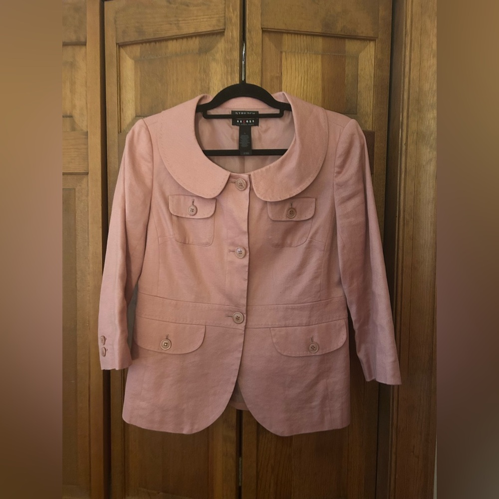 Axcess A Liz Claiborne Company Women’s 6 Pink Retro Inspired Linen Blend Blazer